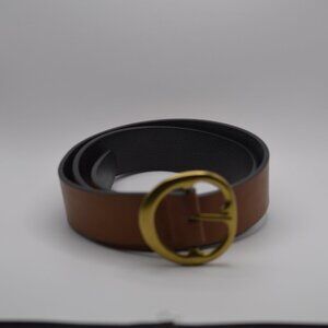 Womens Wide (1.5in)  Brown Belt with Gold Buckle